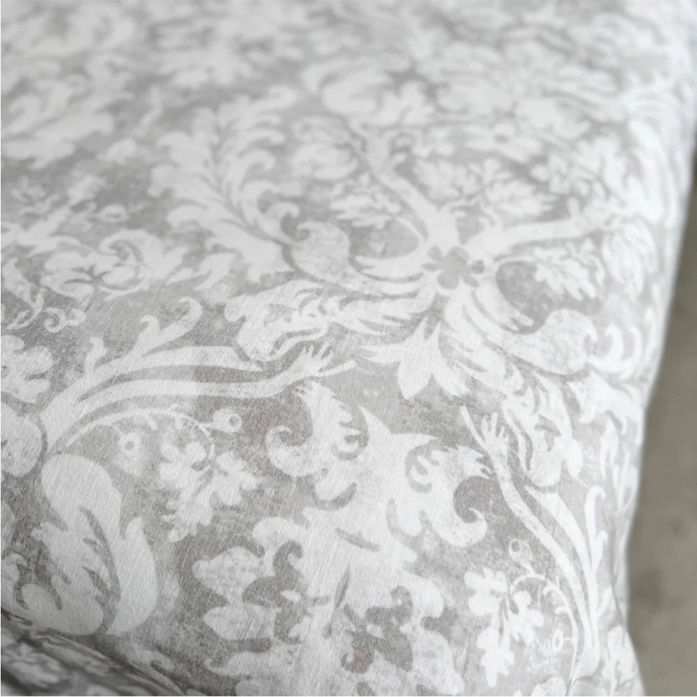 Pottery Barn Talisa Damask Medallion KING Duvet Cover Gray Linen Cotton Blend PB